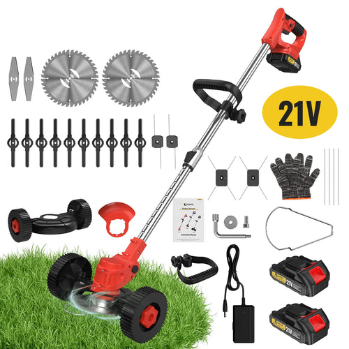 Cordless Electric Grass Trimmer with 21V Dual Batteries