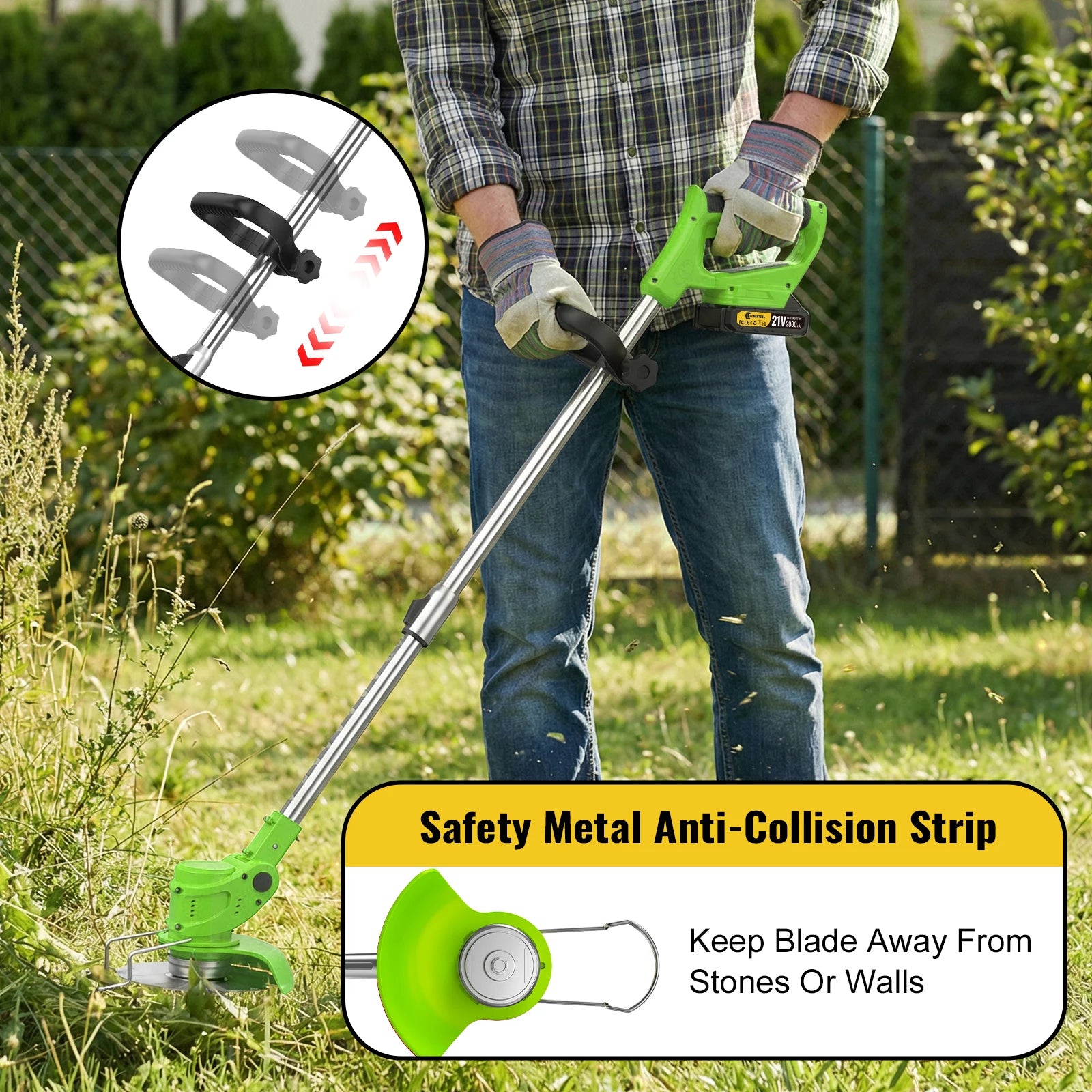 Cordless Electric Grass Trimmer with 21V Dual Batteries