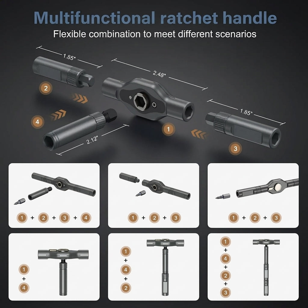 24-Piece T-Handle Ratchet Screwdriver Set – Magnetic Bits &amp; FREE Magnetizer