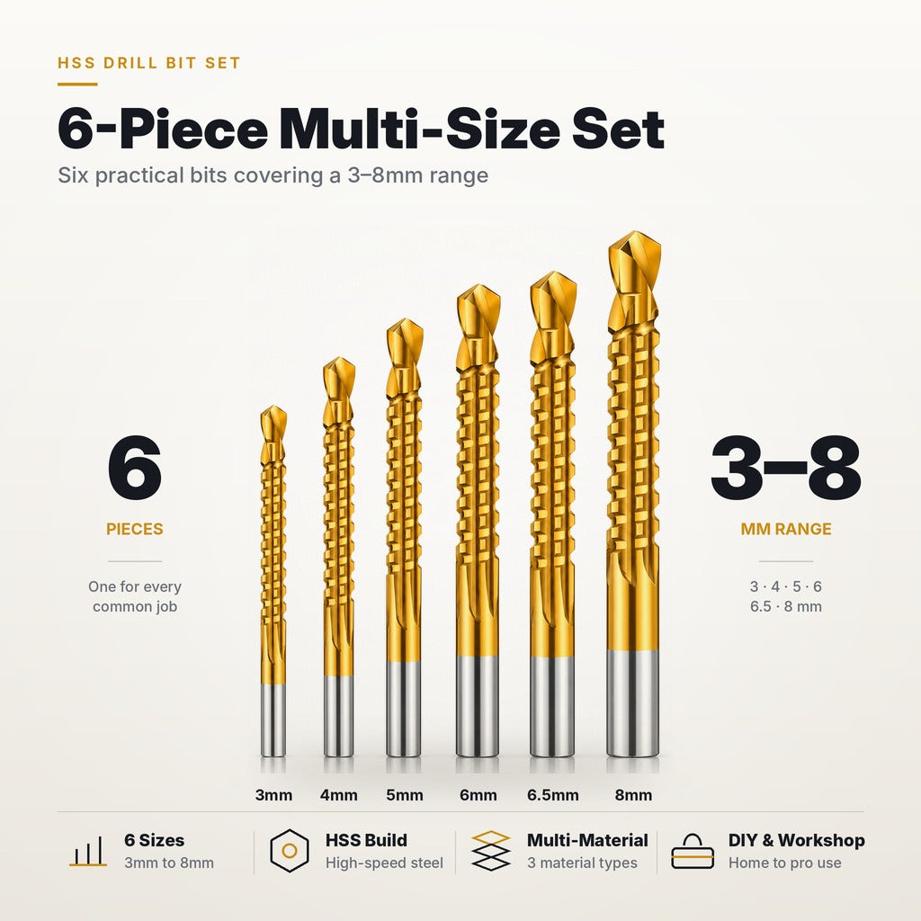 3-in-1 M35 Cobalt Twist Drill Bit Set (6 Pcs)
